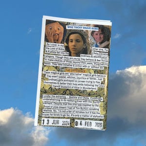 Pu&ograve; includere: Una fanzine intitolata "WISE TRICKY BRAVE BOBS" con testo sulle ragazze magiche alternative. La fanzine presenta immagini di bambini e testo. Le date "13 JUN 2024" e "04 FEB 2026" sono stampate in basso.