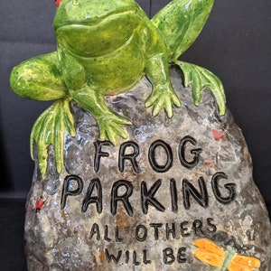 Frog Parking Hand Painted Ceramic Garden Statue