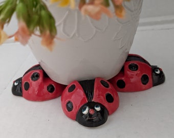 Ladybug pot feet - hand painted ceramic