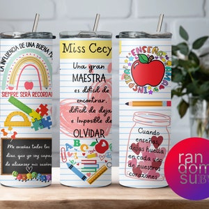 Día del maestro, maestra, tumbler 20 oz, skinny tumbler, envoltura de vaso, sublimación, tumbler