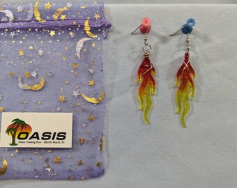 Lego fire/flame earrings