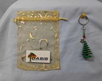 Hand-Crafted Key Ring Christmas Tree - Charms Beads Lego