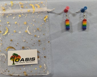 Rainbow Lego stud earrings