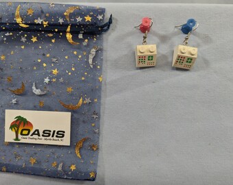 Lego Classic Space computer screen slope earrings