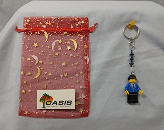Hand-Crafted Key Ring MiniFig - Charms Beads Lego