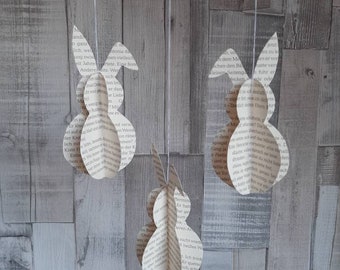 Papierhasen, Häschen  Ostern Dekoration, Deko, Papierdeko, Osterzweig, Papierdekoration, Geschenkanhänger, Frühling, Hase, Osterhase