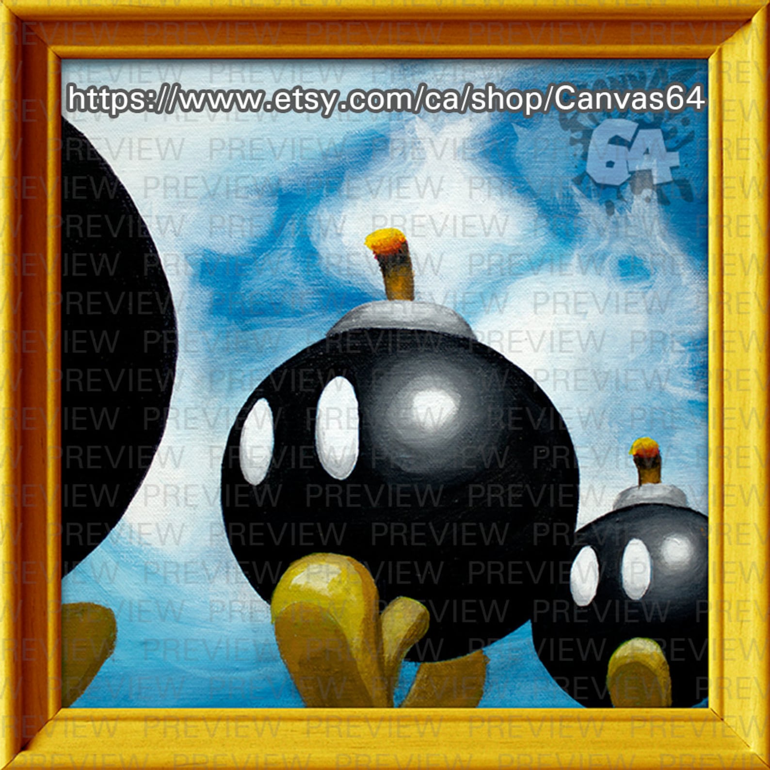 BobOmb Battlefield CANVAS PRINT Super Mario 64 Painting Etsy