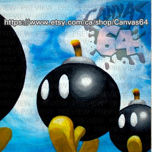 Bob-Omb Battlefield CANVAS PRINT (Super Mario 64) Painting from Princess Peache&#39;s Castle