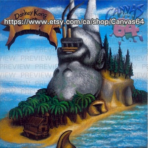 Donkey Kong Country - (CANVAS PRINT) - (aka Donkey Kong Island) (Original SNES version) Painting of Island Map