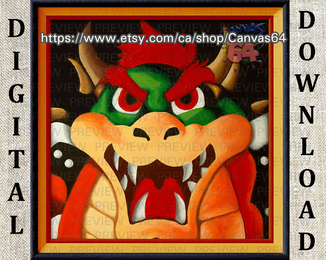 Bowser Portrait Digital Download Super Mario 64 Gemalde Von Etsy