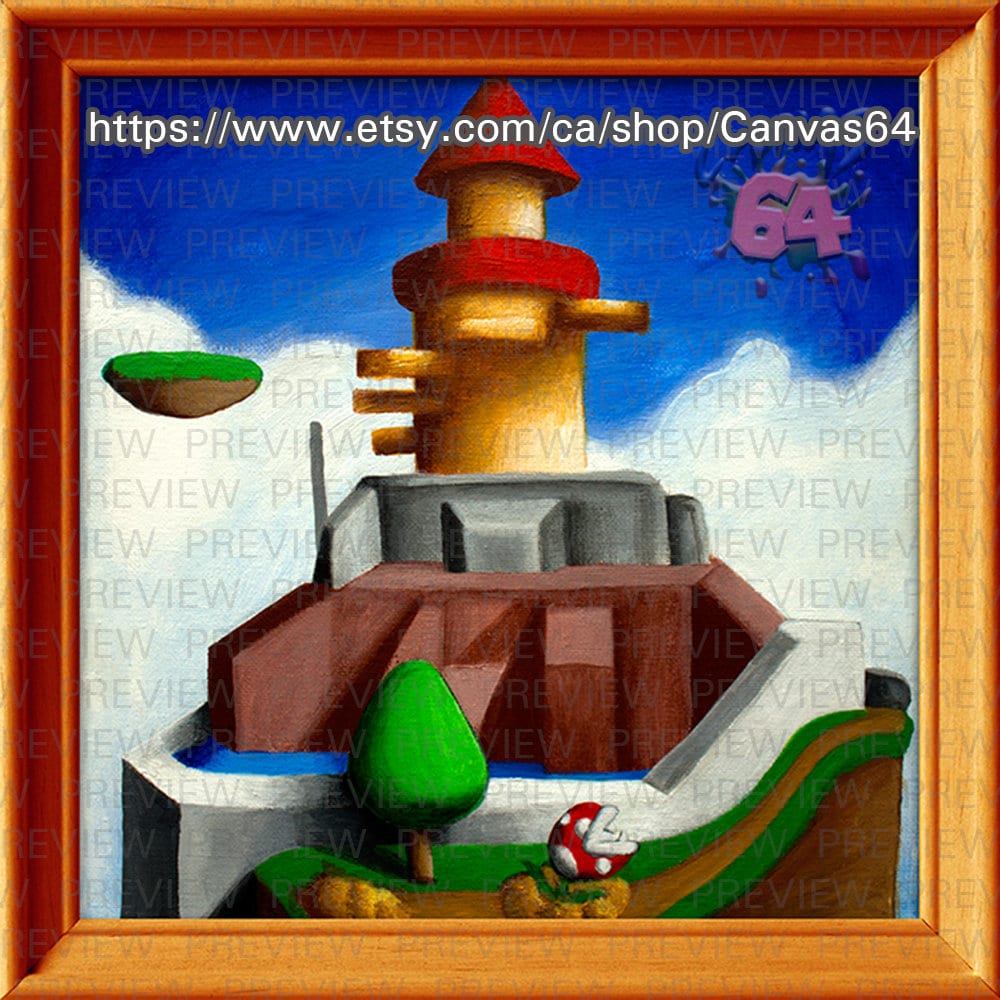 Whomp's Fortress CANVAS PRINT Super Mario 64 Painting Etsy