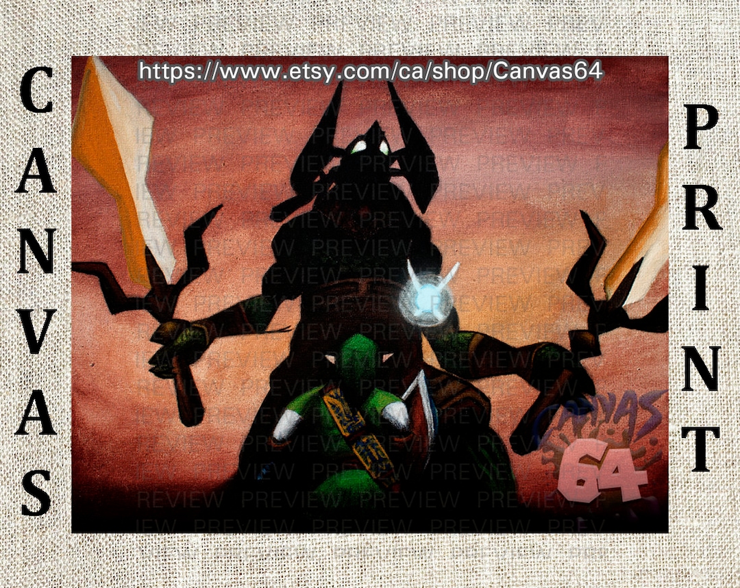 Link Vs Ganon - the Final Battle - CANVAS PRINT - (zelda, Ocarina