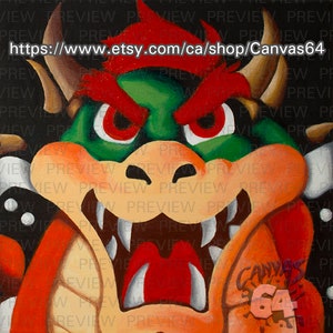 Bowser Portrait CANVAS PRINT (Super Mario 64) Painting from Princess Peache&#39;s Castle