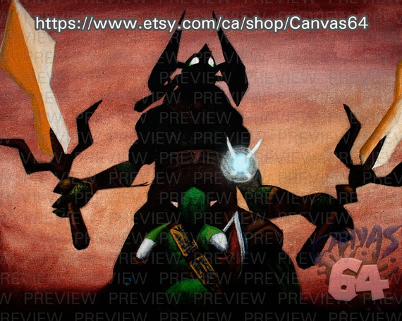 Link Vs Ganon - the Final Battle - CANVAS PRINT - (zelda, Ocarina