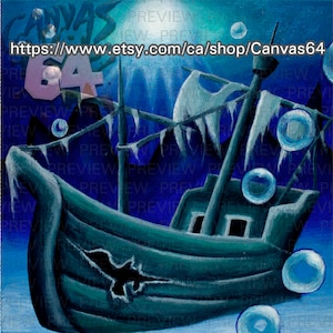 Jolly Roger Bay CANVAS PRINT (Super Mario 64) Painting from Princess Peache&#39;s Castle