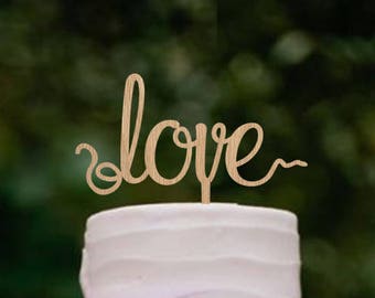 Wedding cake topper love rustic cake topper wedding decor engagement cake topper wood personalized topper cake decorating accessory natural