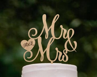 Mr and Mrs Wedding Cake Topper for Wedding Cake Topper Funny Personalized Cake Unique Wedding Cake Topper Wooden Cake Topper Rustic Wedding