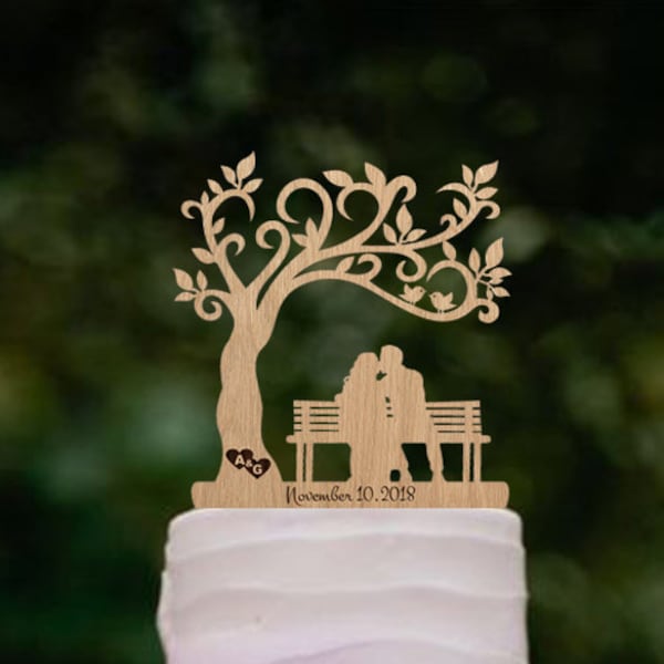 Bench Silhouette Wedding Cake Topper Wedding Decoration Mr and Mrs Wedding Cake Topper Personalized Wedding Funny Cake Topper Bride & Groom