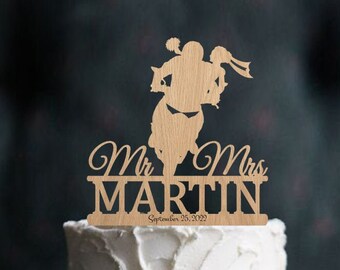 Wedding cake topper mr and mrs motobike, Rustic cake topper wedding, Custom cake topper motorcycle wedding, Personalized biker couple topper