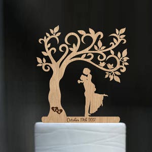 Wedding Cake Topper Rustic Cake Topper Custom Cake Topper Wood Cake Topper Mr Mrs Cake Topper Tree wedding topper Last Name Topper Gold