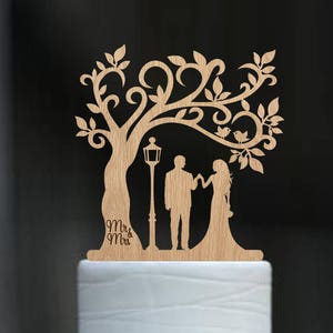 Tree Wedding Cake Topper Wood Cake Topper Rustic Mr and Mrs Topper ...