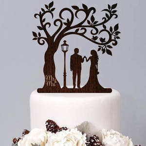 Tree Wedding Cake Topper Wood Cake Topper Rustic Mr and Mrs Topper ...