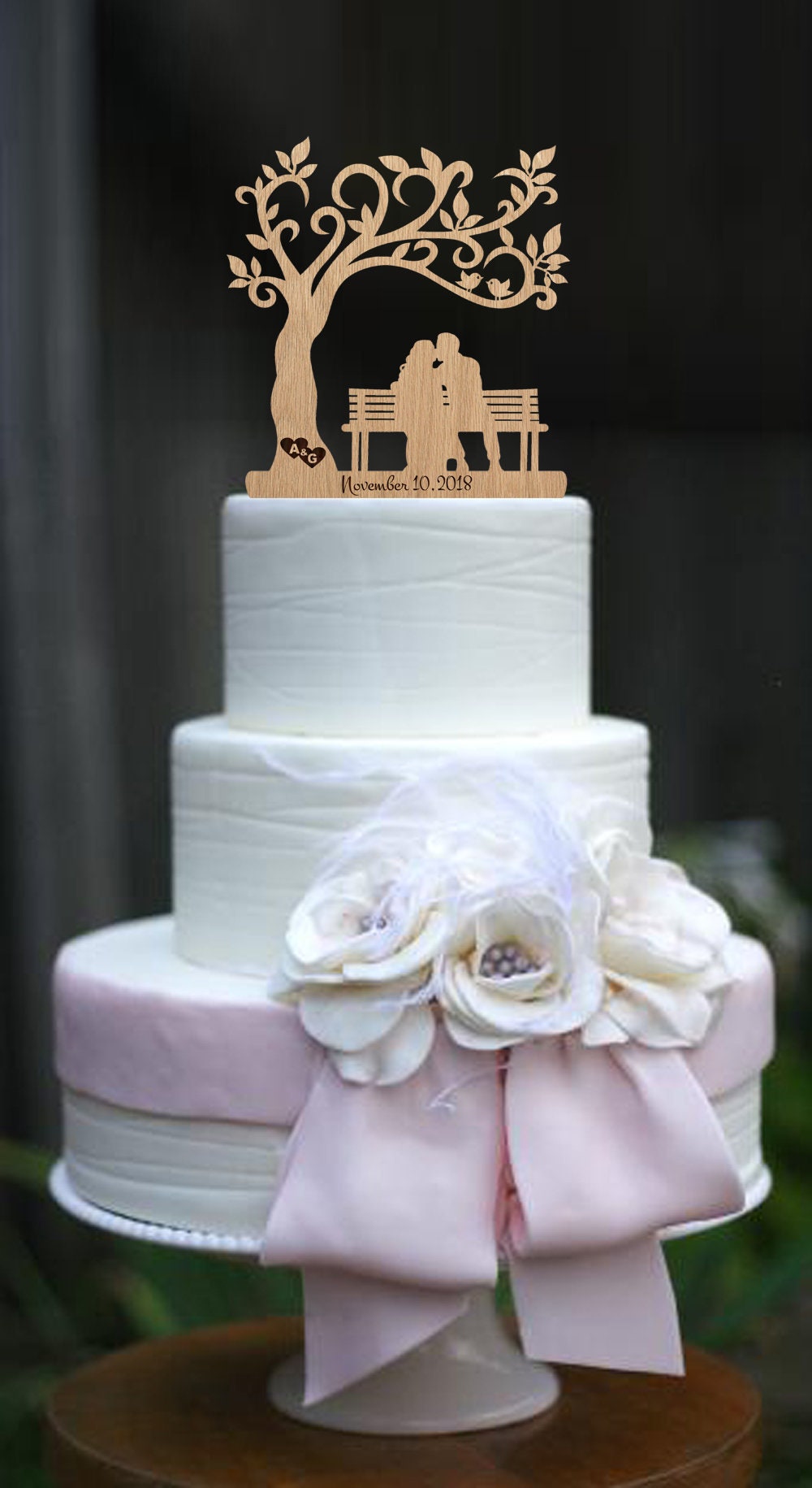 Bench Silhouette Wedding Cake Topper Wedding Decoration Mr and Mrs ...