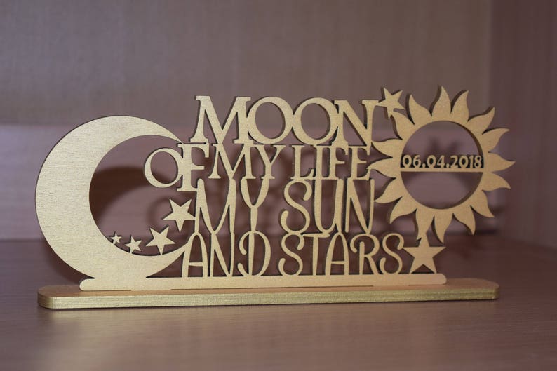 Wedding Inscription Moon of My Life My Sun and Star Cake Topper Wood ...