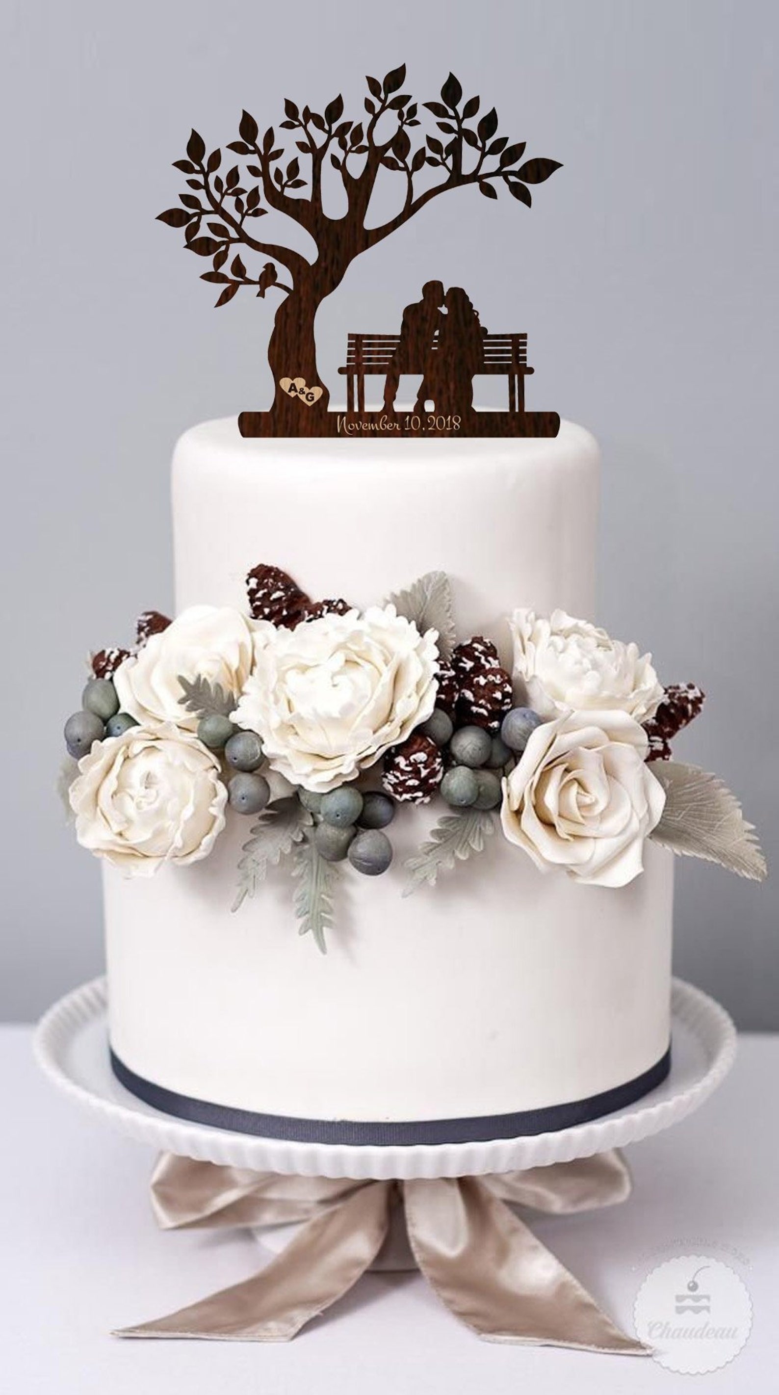 Wedding Cake Toppers Bride & Groom on Bench Personalized Funny Cake ...