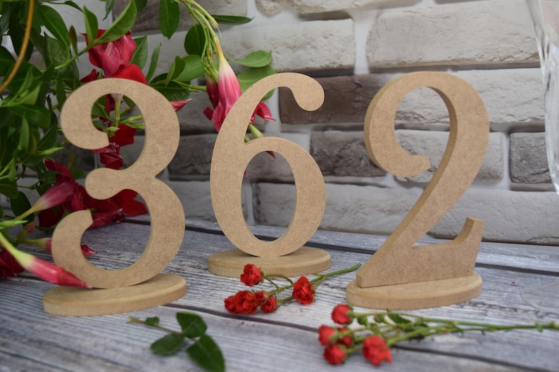 Set 1-20 Wedding table numbers wooden table numbers wedding table decor table number decoration elegant wedding table numbers DIY image 1