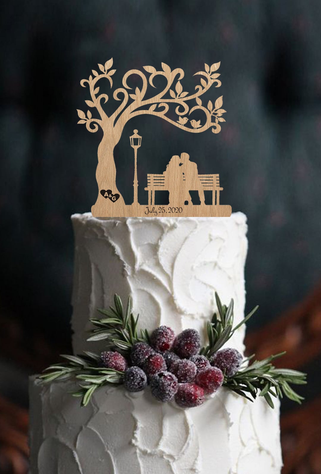 Couple on the Bench Wedding Cake Topper Customized Bride and Groom ...