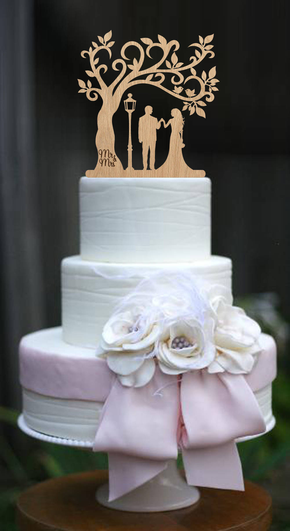 Tree Wedding Cake Topper Wood Cake Topper Rustic Mr and Mrs Topper ...