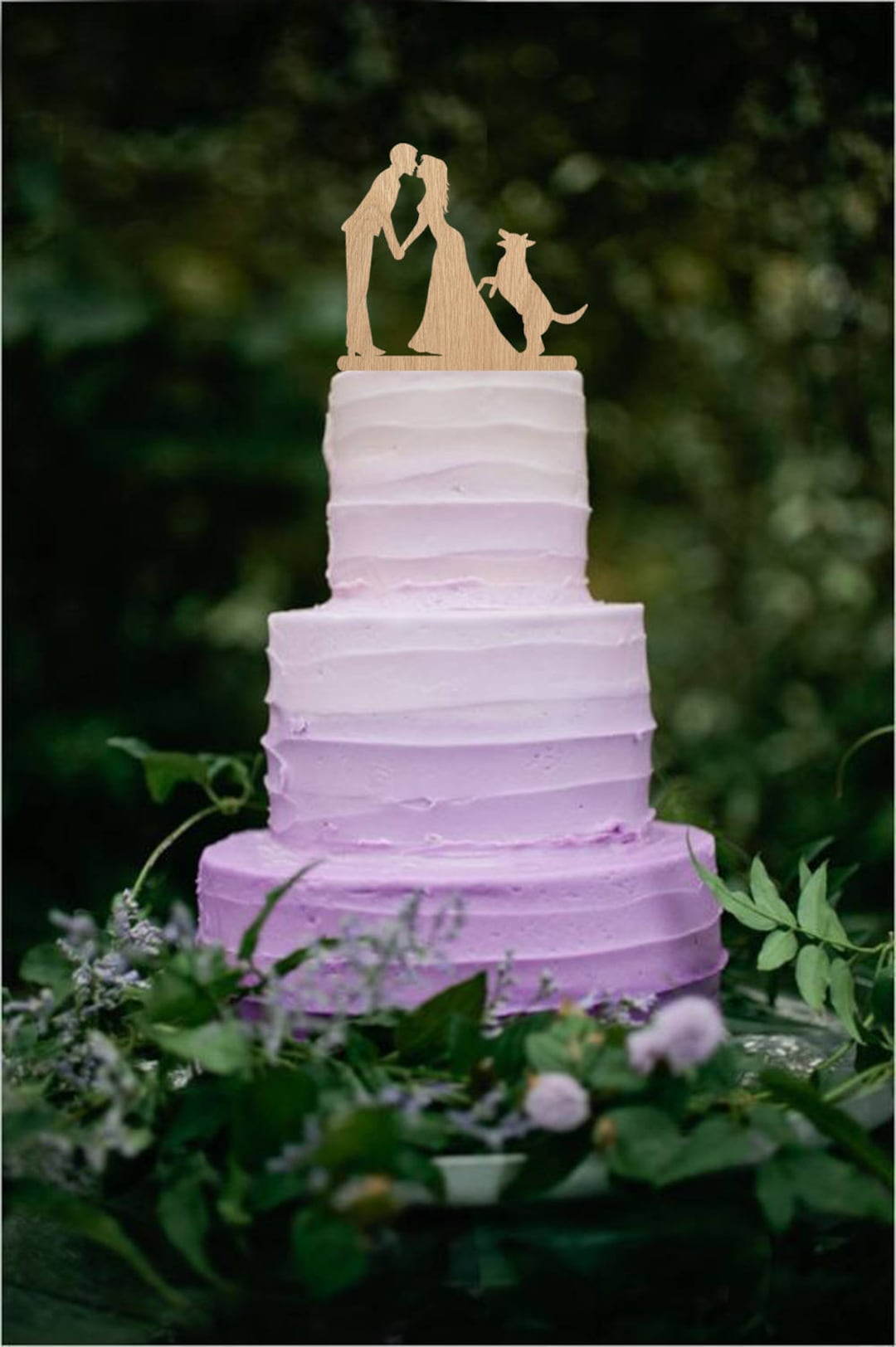 Rustic Wedding Cake Topper Bride and Groom Dog Silhouette Couple Cake ...