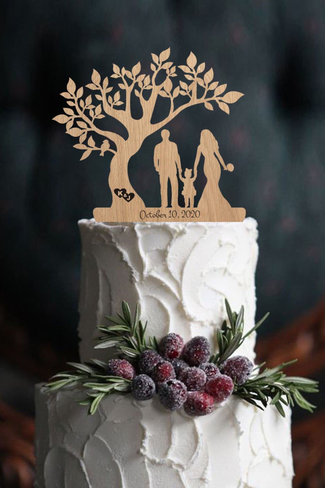 Wedding Cake Topper Bride Groom With Girl Silhouette Cake Topper Tree ...