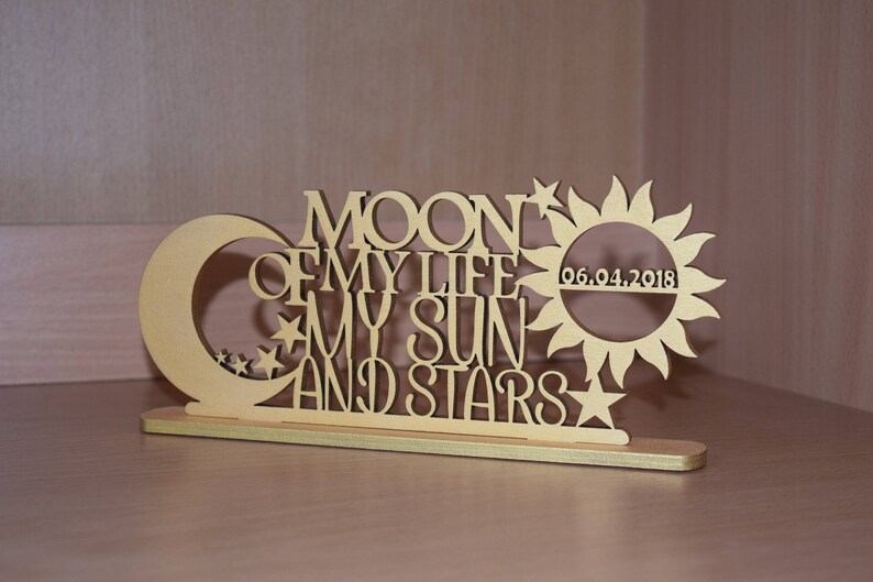 Wedding Inscription Moon of My Life My Sun and Star Cake Topper Wood ...