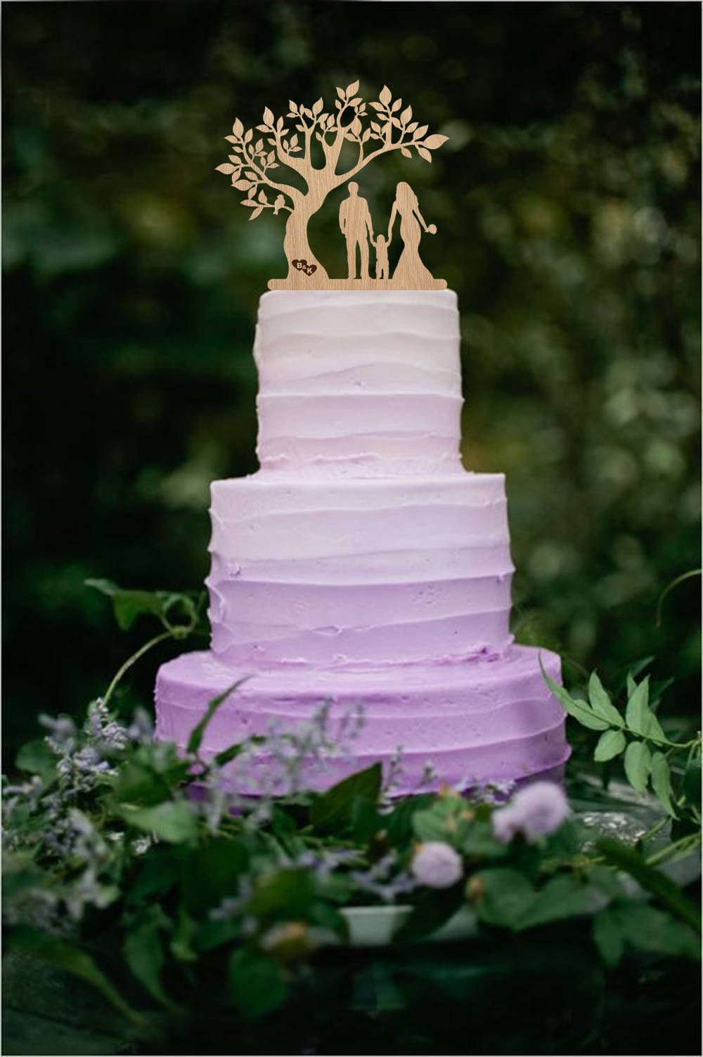 Bride and Groom With Boy Tree Wedding Cake Topper Couple Silhouette ...