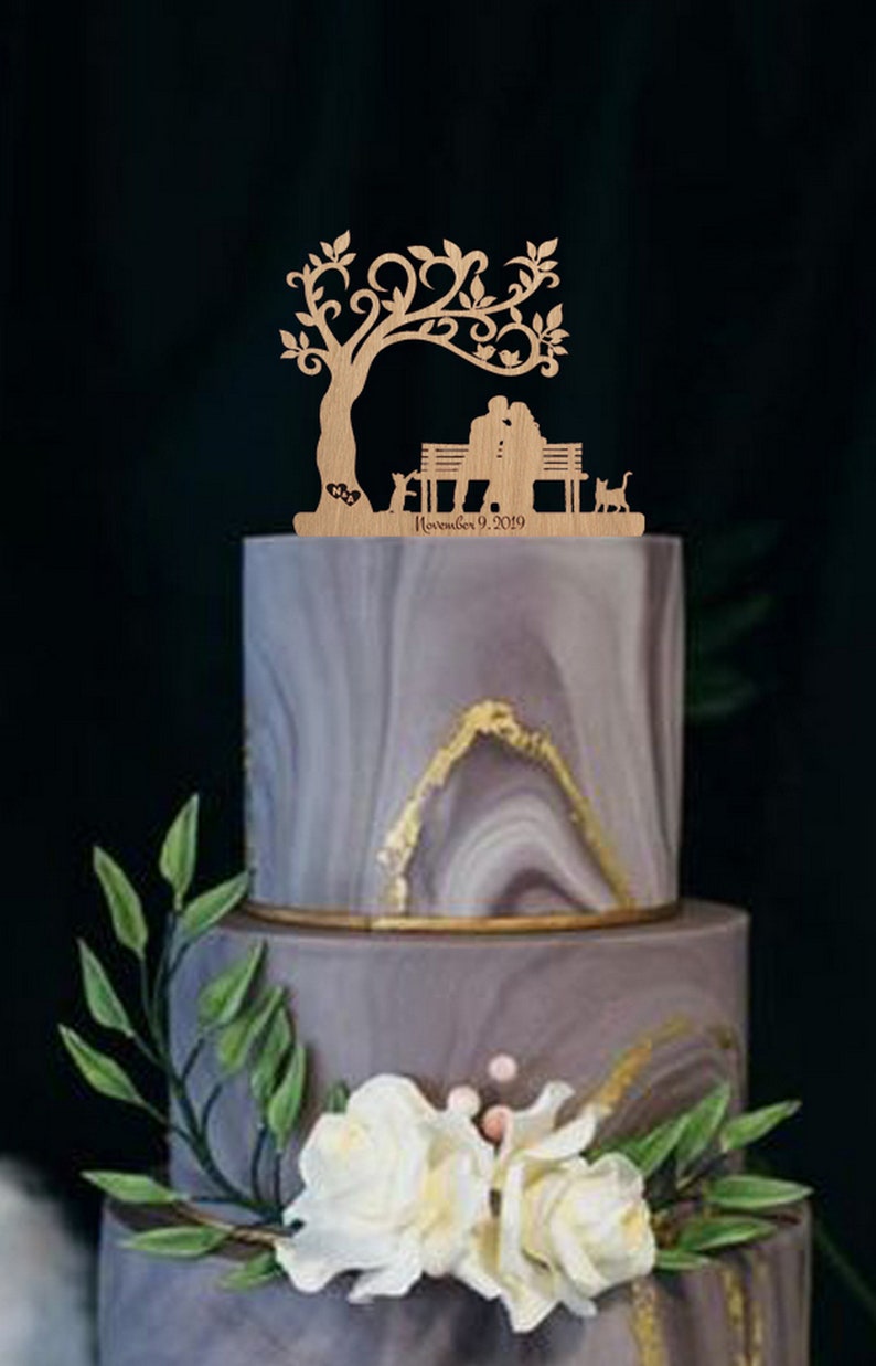 Customized Wedding Cake Topper With Сat Rustic Cake Topper - Etsy
