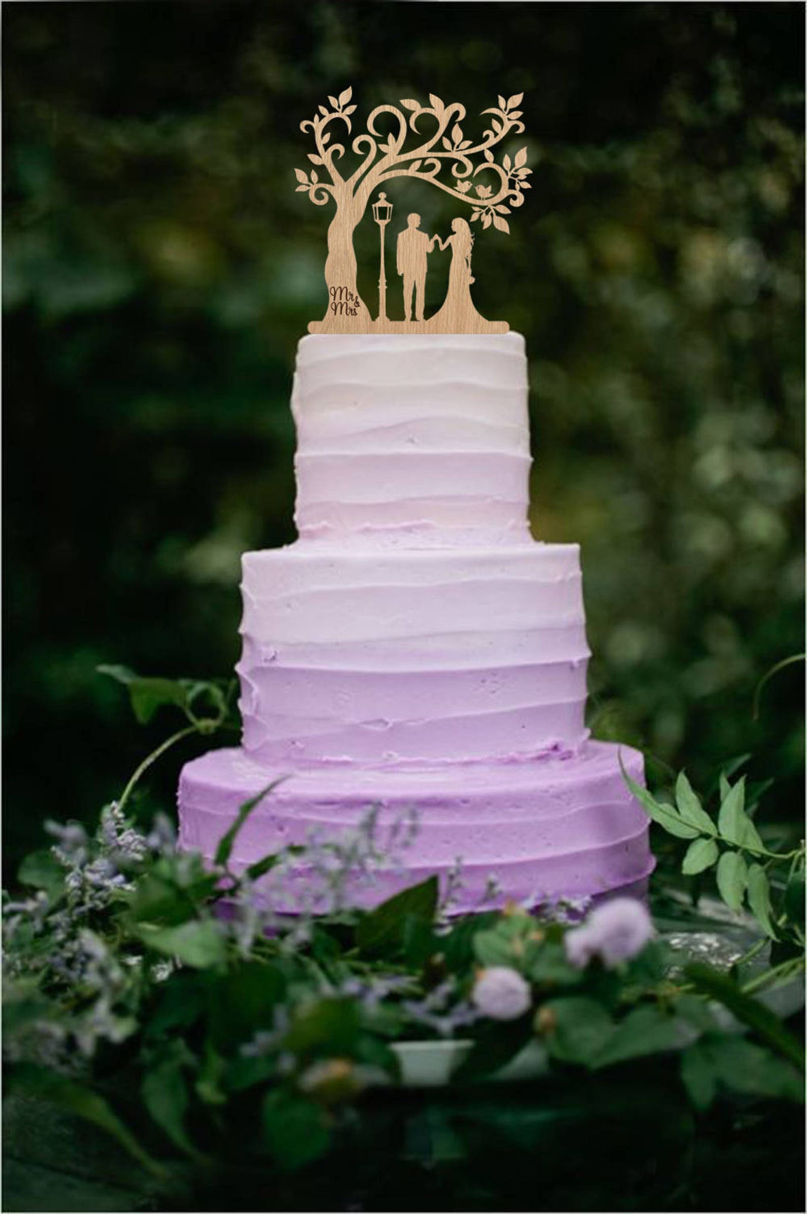 Tree Wedding Cake Topper Wood Cake Topper Rustic Mr and Mrs Etsy
