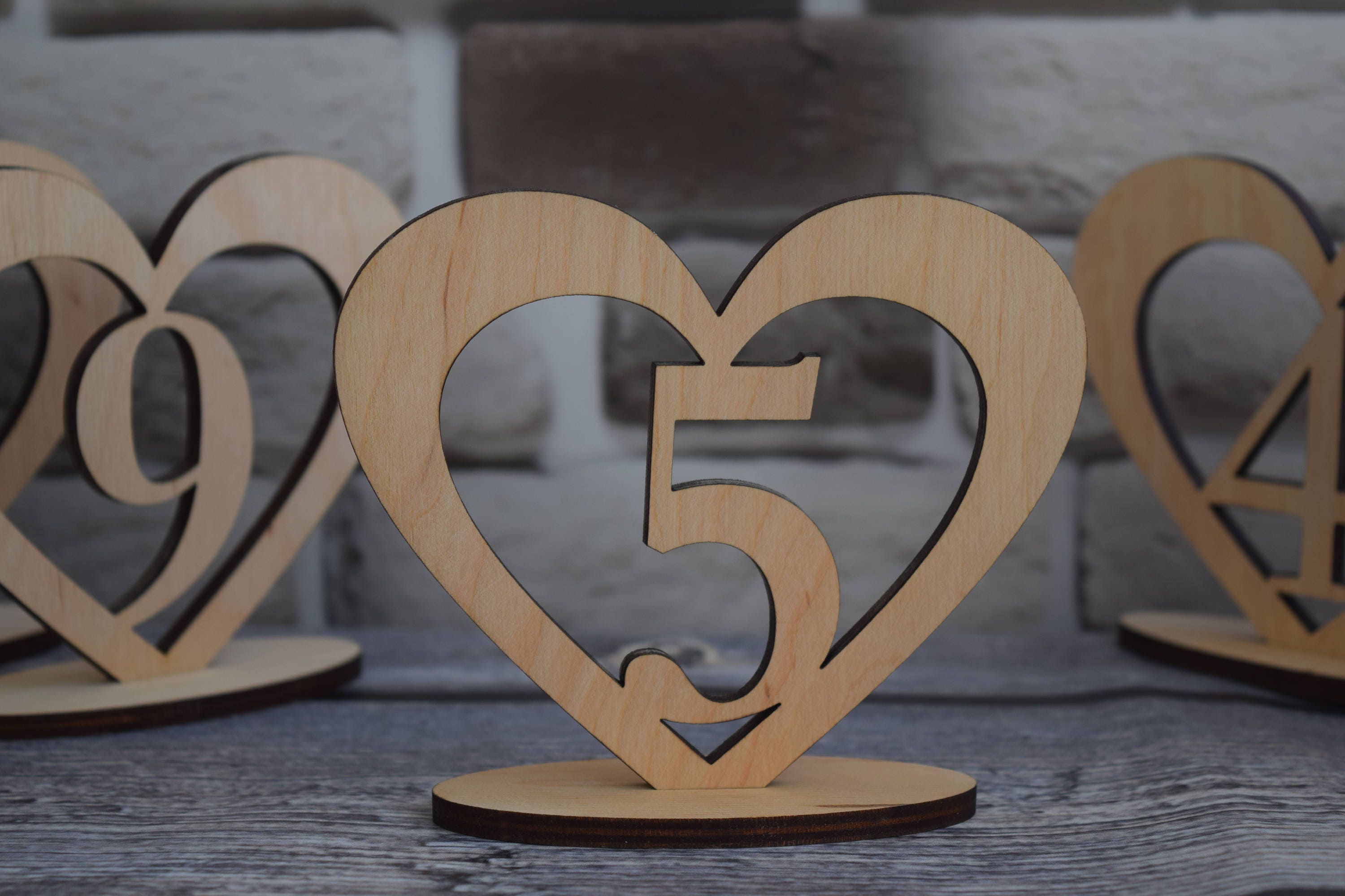 20 Sets Wooden Heart Table Number Freestanding for Wedding Table Decor 1-20