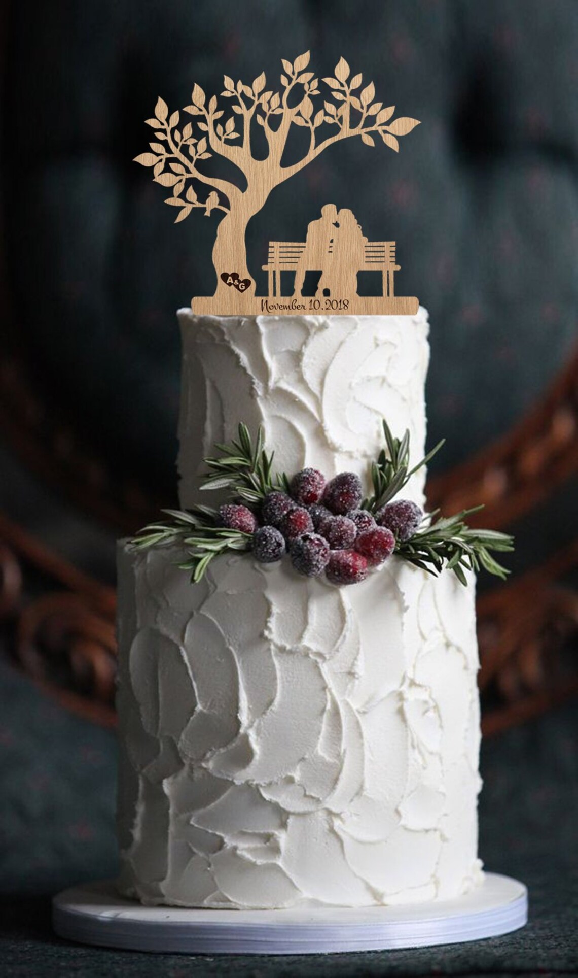Wedding Cake Toppers Bride & Groom on Bench Personalized Funny Cake ...