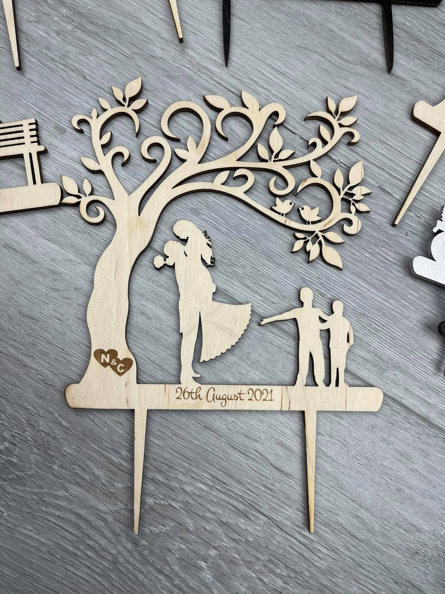 Wedding Cake Topper With Children Bride and Groom Family - Etsy