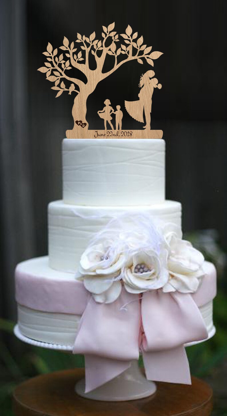 Wedding Cake Topper Silhouette Groom and Bride With Kids Family ...