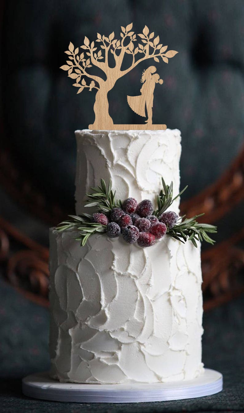 Wedding Cake Topper Mr & Mrs Topper Silhouette Bride and Groom Wood ...