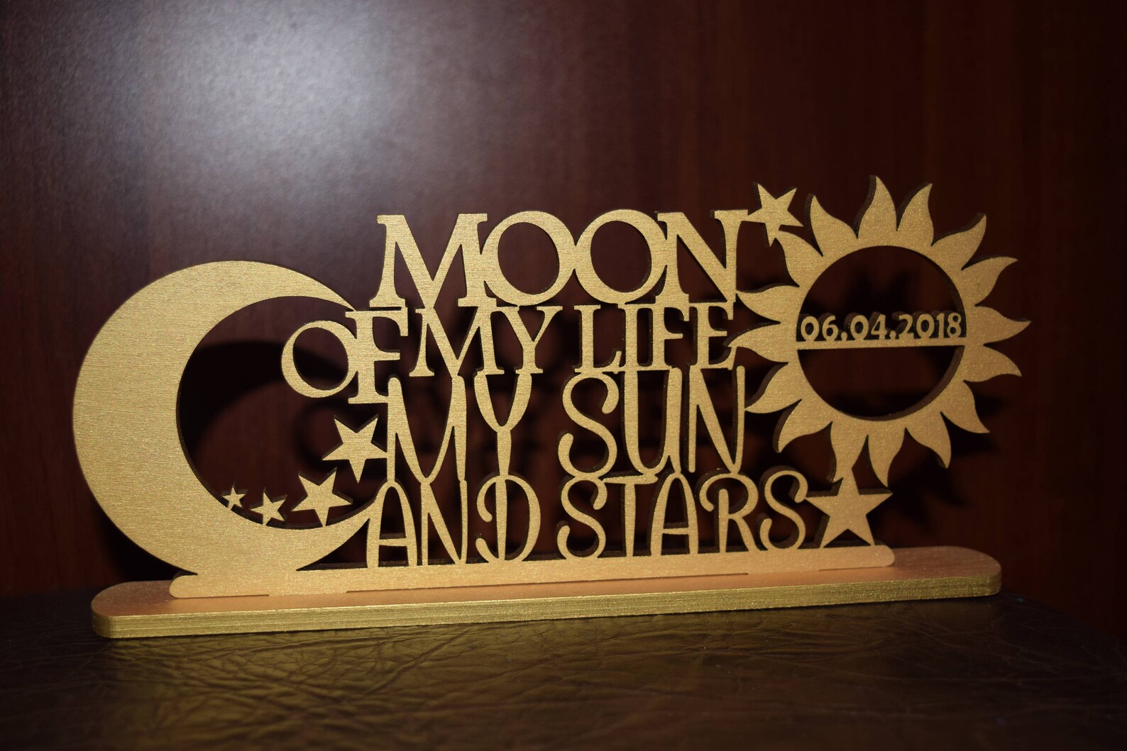 Wedding Inscription Moon of My Life My Sun and Star Cake Topper Wood ...