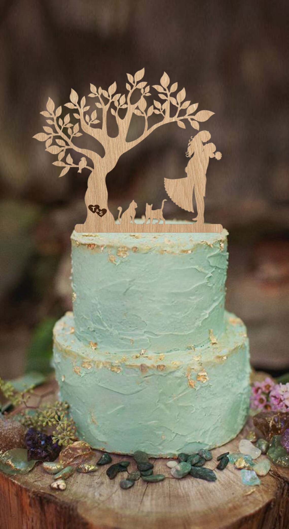 Wedding Cake Topper Mr & Mrs Silhouette Couple Bride and Groom ...