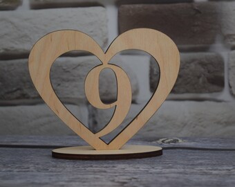 Set 1-20 Wedding wood table number, Elegant decoration wedding anniversaryFree standing number