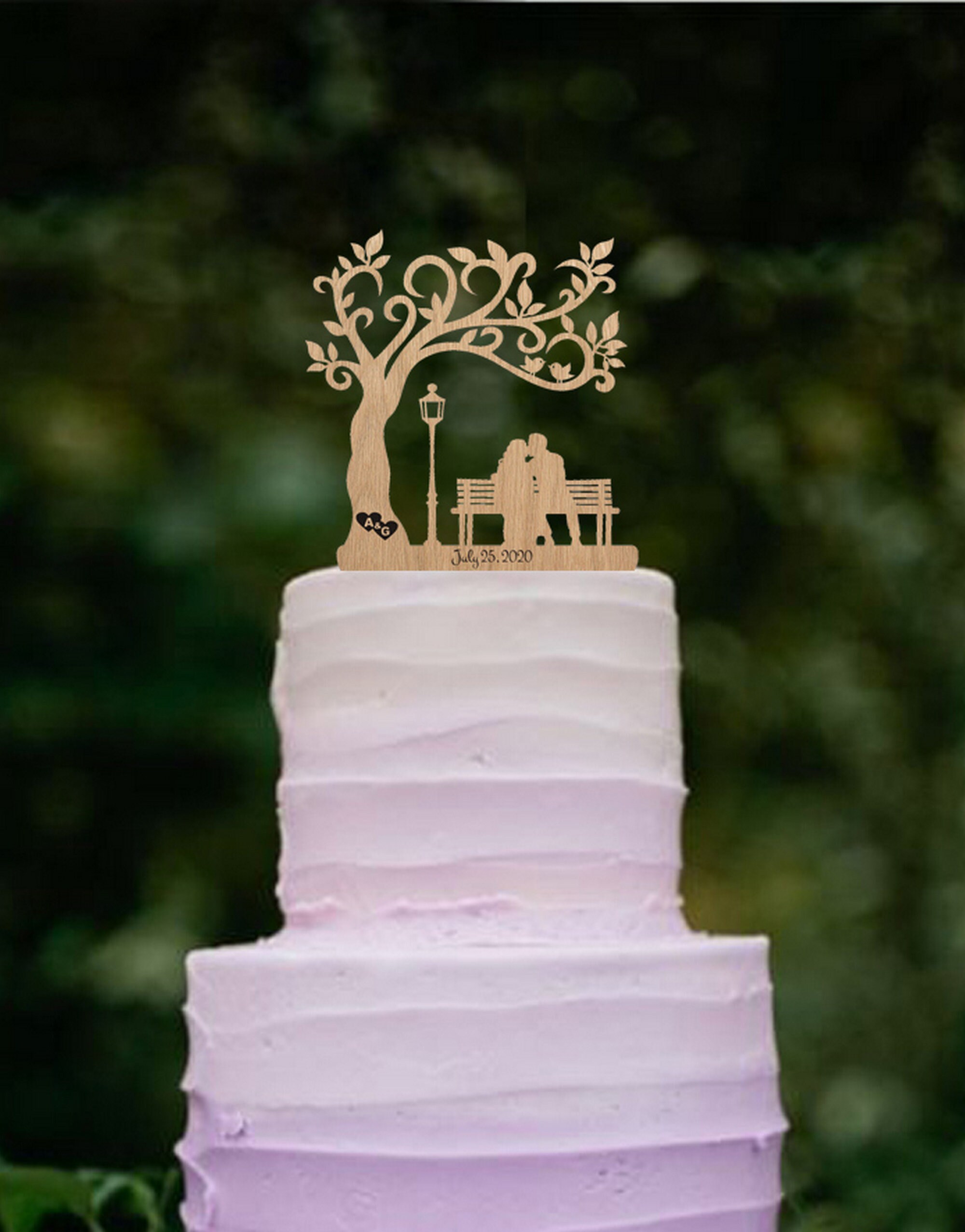 Couple on the Bench Wedding Cake Topper Customized Bride and Groom ...