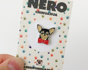 Chihuahua Dog Bow Tie Christmas Festive, Soft Enamel Pin, Lapel Pin