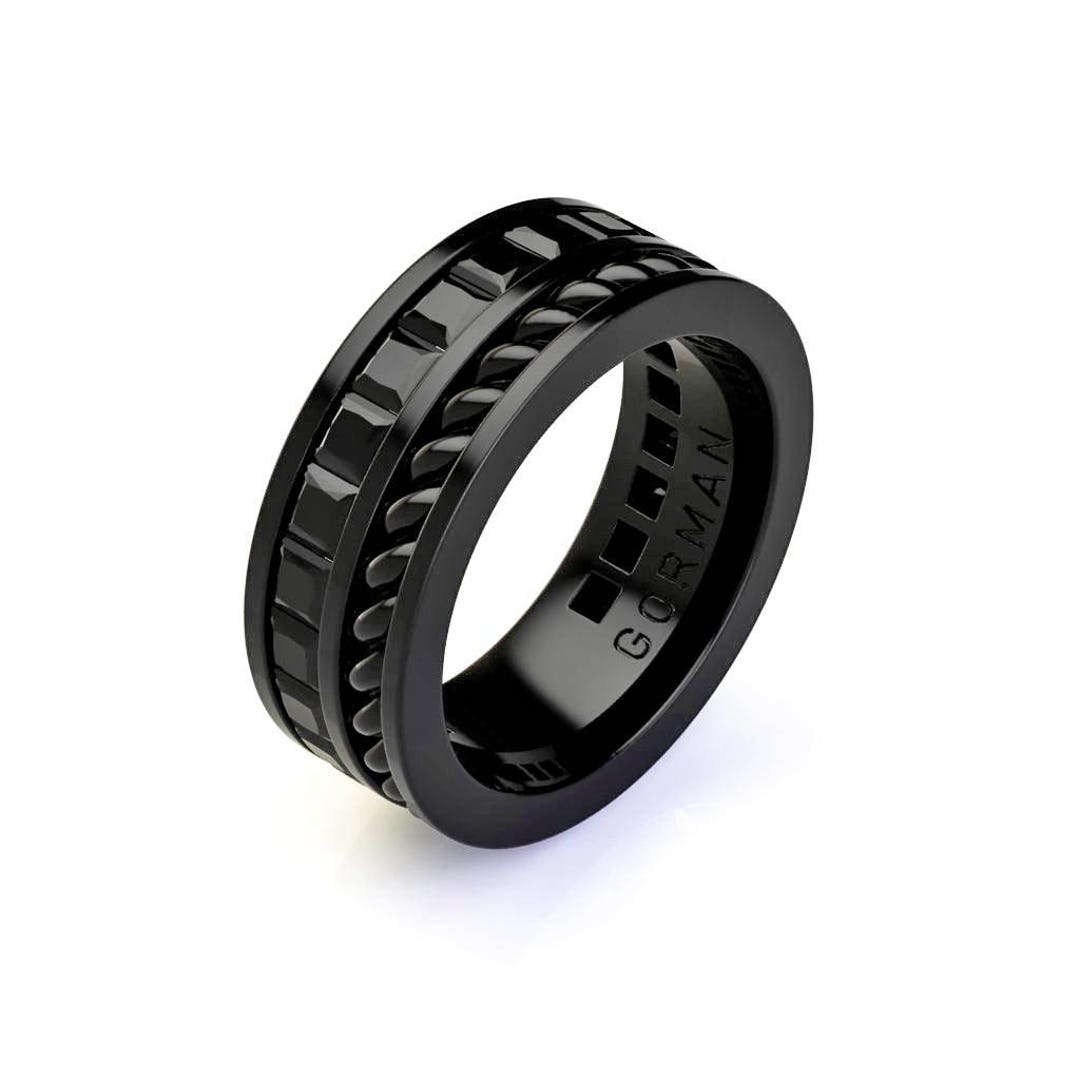 Gorman Men's 14K Black Gold Princess Black Diamond Cluster Rope Modern ...
