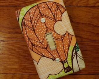 Modern Hot Air Balloon Switch Plate or Outlet Cover - Orange, Peach, Green, and Brown Nursery / Room Decor - Gift For Her